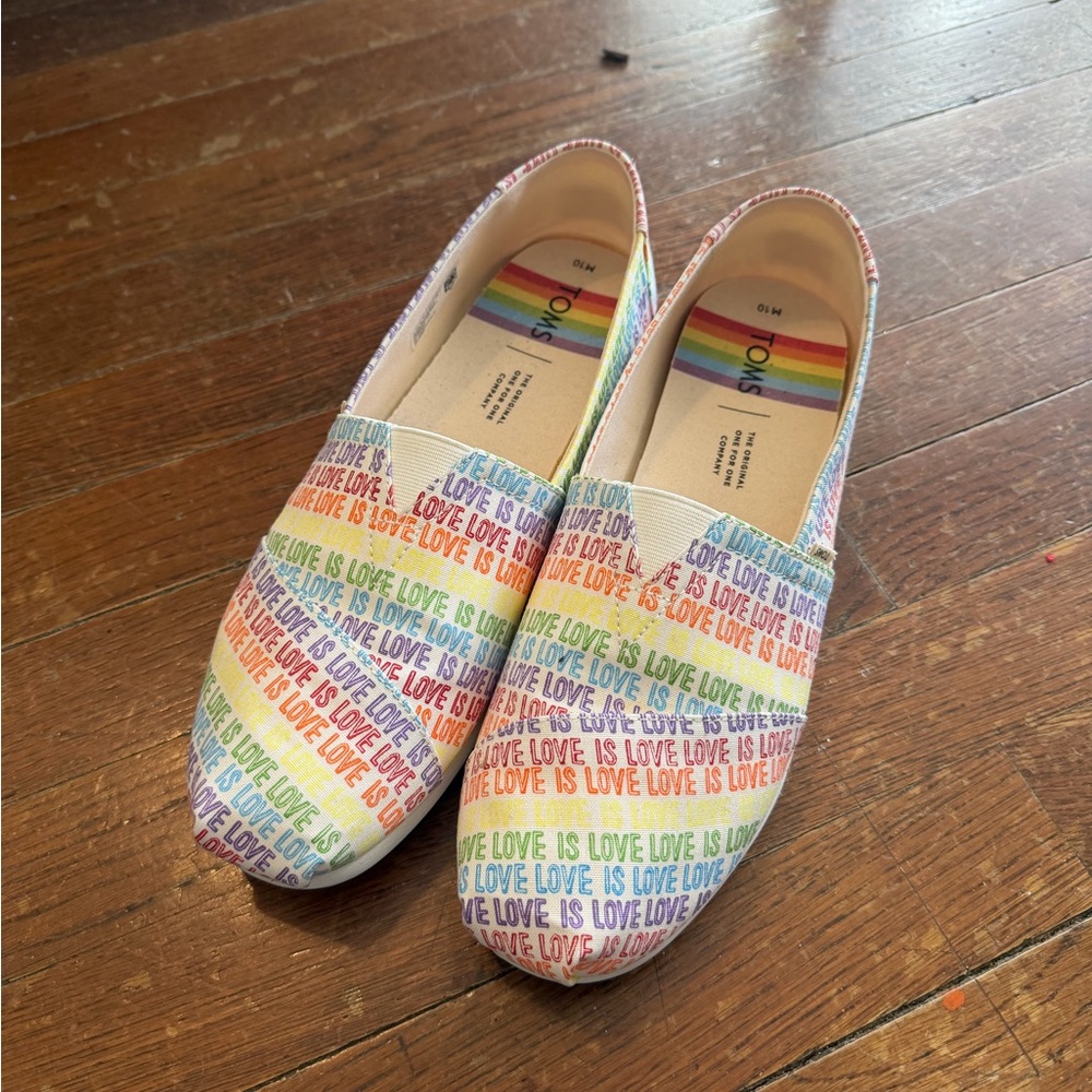 Men’s Toms Love is Love Pride Rainbow Slip-On Shoes - Size 10
